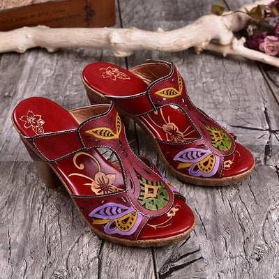Ariana - Hæl Sandal Med Blomsterprint