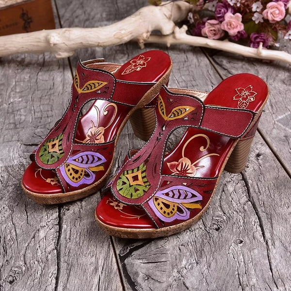 Ariana - Hæl Sandal Med Blomsterprint