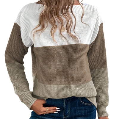 Midsommer™ | Elegant trøje med tri-color patchwork