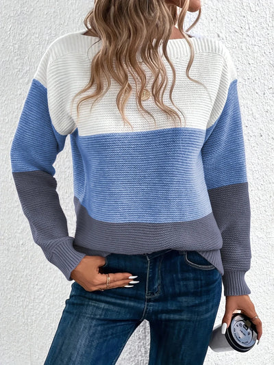 Midsommer™ | Elegant trøje med tri-color patchwork