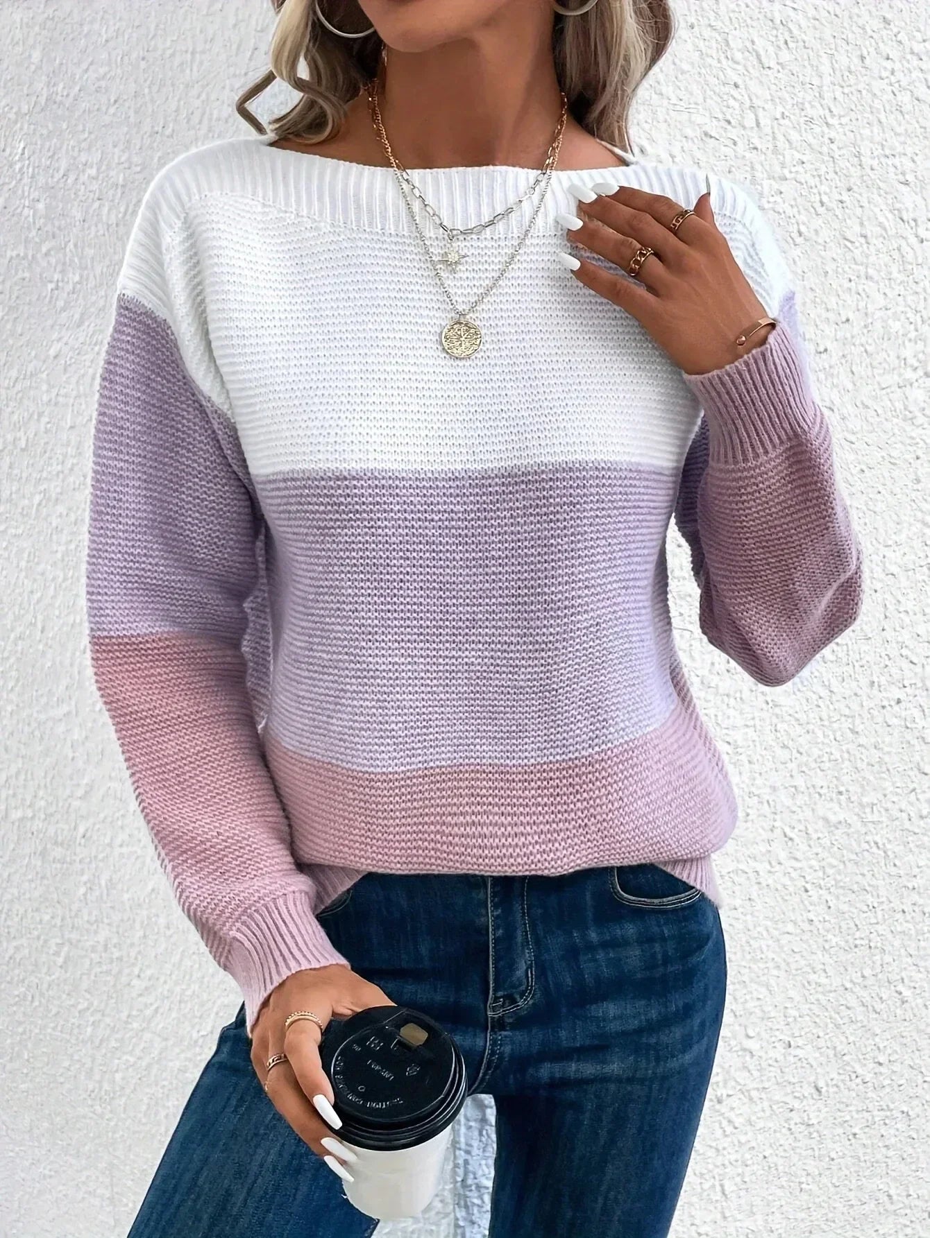 Midsommer™ | Elegant trøje med tri-color patchwork