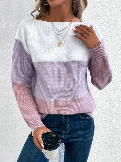 Midsommer™ | Elegant trøje med tri-color patchwork