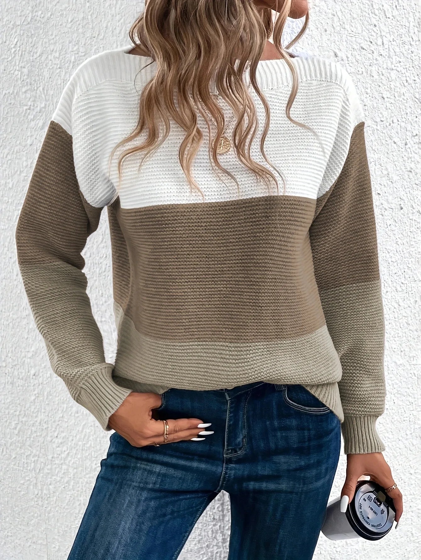 Midsommer™ | Elegant trøje med tri-color patchwork